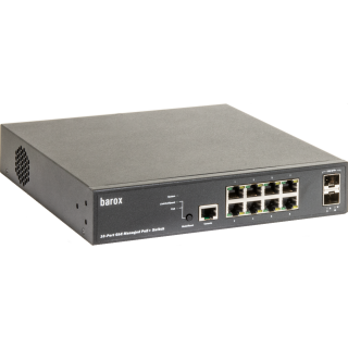Barox 19&quot; switch with management, strong security functions &amp; PoE+, 8*GE, 2*SFP/SFP+