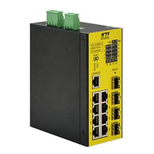 KTI industrial managed 12-port L2 GbE switch with 4 dual-speed SFP slot