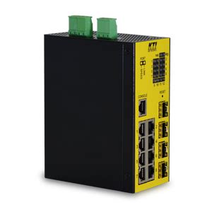 KTI industrial 12-port L2 managed GE switch with 4 dual-speed SFP slots