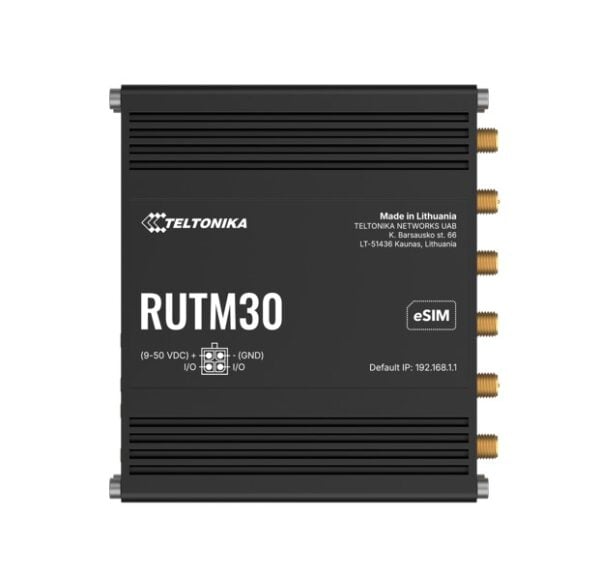 Teltonika 5G LTE Wi-Fi marsruuter: 1xWAN, 1xLAN, 802.11b/g/n/ac Wave 2 MU-MIMO, GNSS, -40°C-75°C, IP30, dual SIM, eSIM