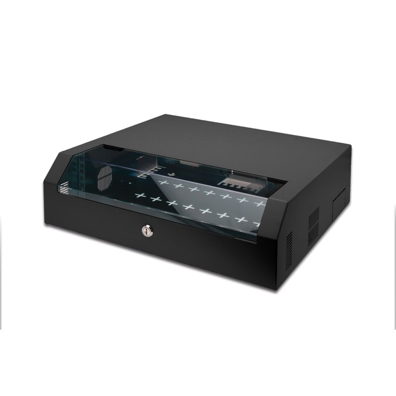 Digitus wall-mounted enclosure, slim, 145x525x475 mm 3U rotatable, 2U fix, black