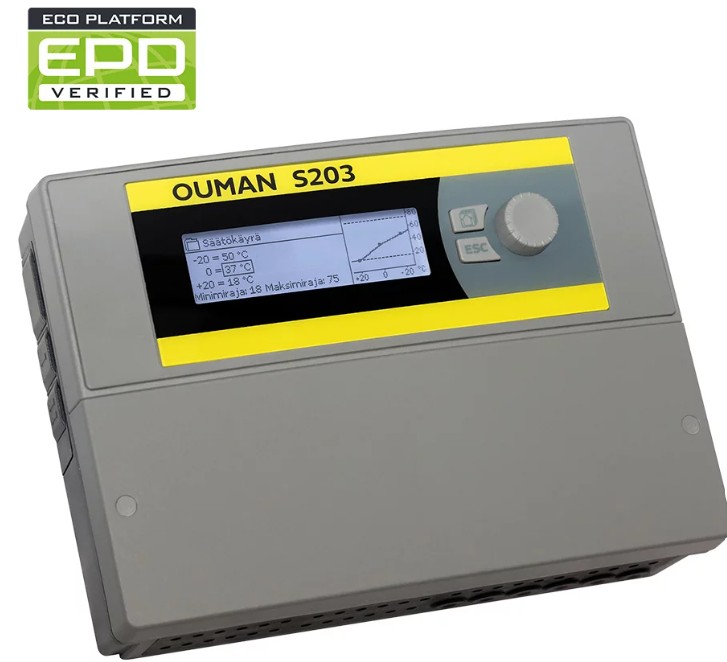 Ouman S203 heating controller for three circuits (2 heating circuits, 1 domestic hot water circuit)