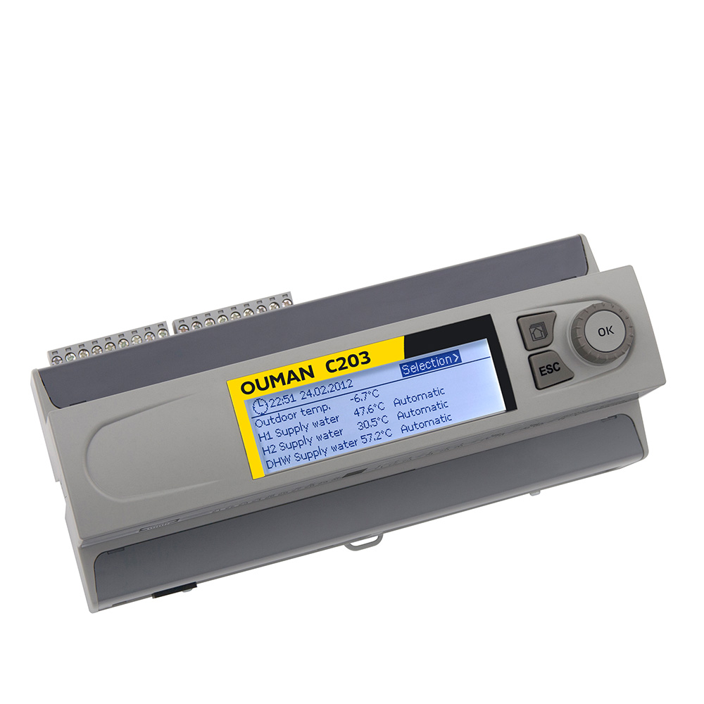 Ouman C203 DIN-rail mounted heating controller for three circuits (2 heating circuits, 1 domestic hot water circuit), EST