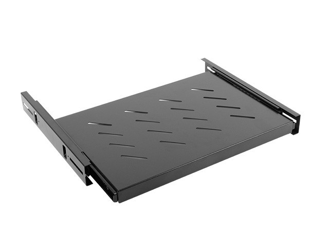 Lanberg sliding shelf for 19&quot; rack cabinets, 1U/465*347mm, max load capacity up to 60kg, black