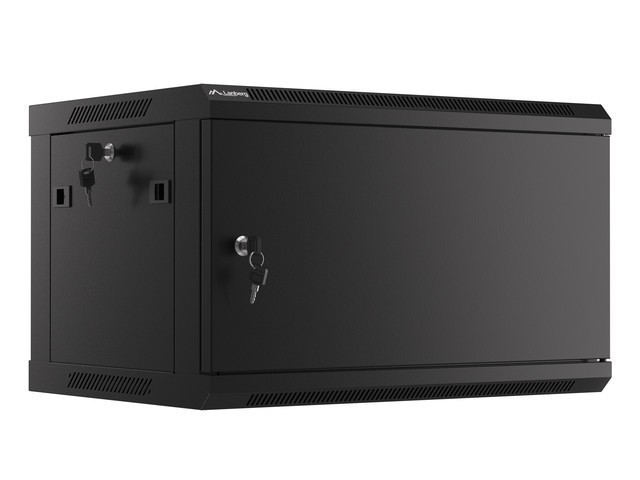 Lanberg 19&quot; wall-mount rack cabinet, 6U/600*450 with metal door (flat pack), black