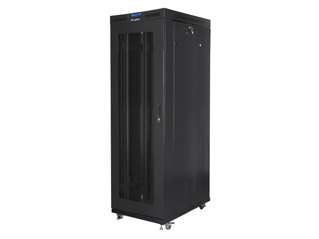 Lanberg 19&quot; v2 free-standing rack cabinet, 27U/800*1000 with glass door (flat pack), LCD, black