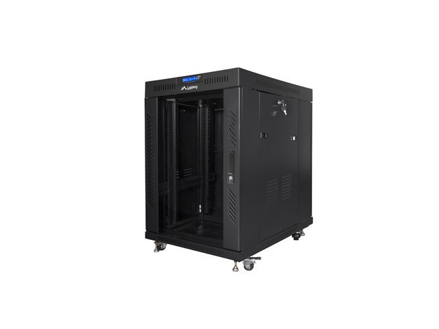 Lanberg 19&quot; v2 free-standing rack cabinet, 15U/800*1000 with glass door (flat pack), LCD, black