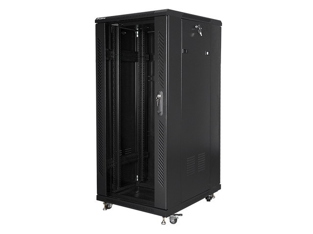 Lanberg 19&quot; free-standing rack cabinet 27U*600*800 with glass door (flat pack), black