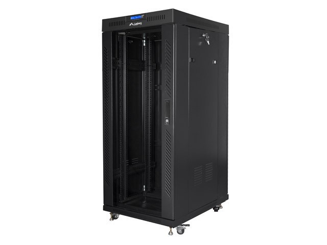 Lanberg 19&quot; v2 free-standing rack cabinet, 27U/600*800 with glass door (flat pack), LCD, black
