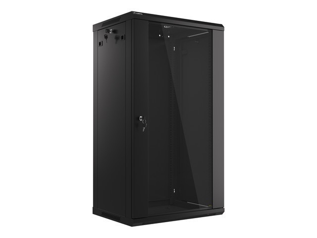 Lanberg 19&quot; v2 wall-mount cabinet 22U/600*450 with glass door (flat pack), black