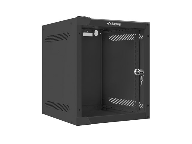 Lanberg 10&quot; rack cabinet, wall-mount, 6U/280*310 with glass door, flat pack, black