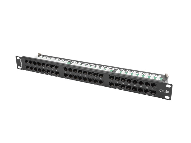 Lanberg 19&quot; 1U 48 port patch panel, Cat.5E UTP, black