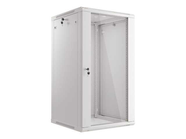 Lanberg 19&quot; wall-mount rack cabinet, 22U 600*600, glass door, grey, flat-pack
