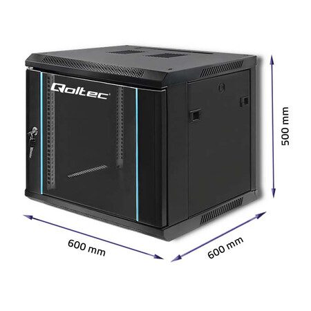 Qoltec 19" 9U rack cabinet, 600*501mm, black