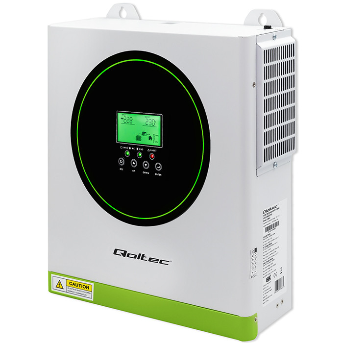 Qoltec hybrid off-grid solar inverter 3500W, 100A, 24V, MPPT, sinus, Wi-Fi option, power factor 1.0