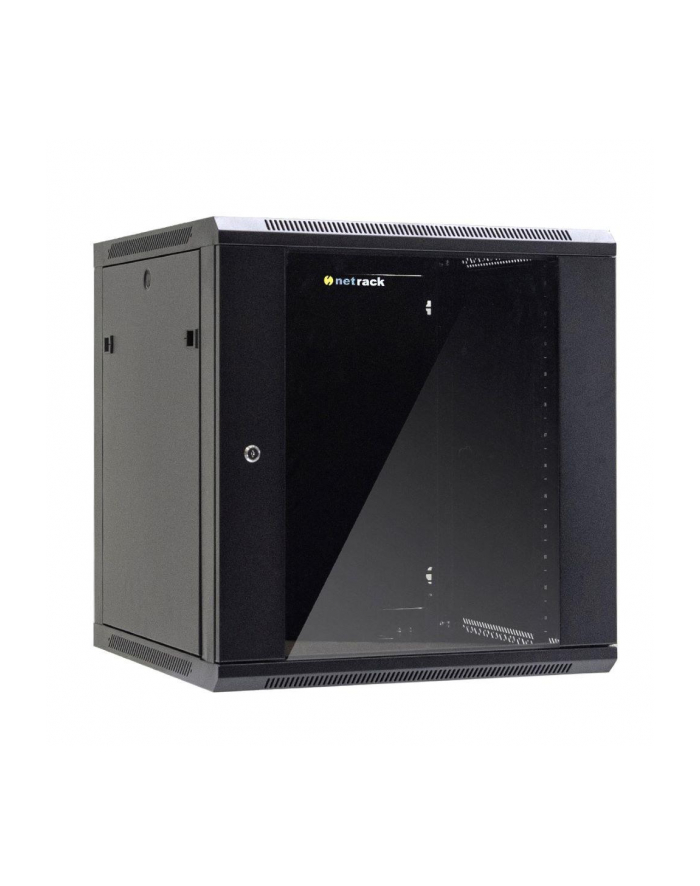 Netrack 19" wall/hanging cabinet 12U/600mm, glass door, remov. side pan., black