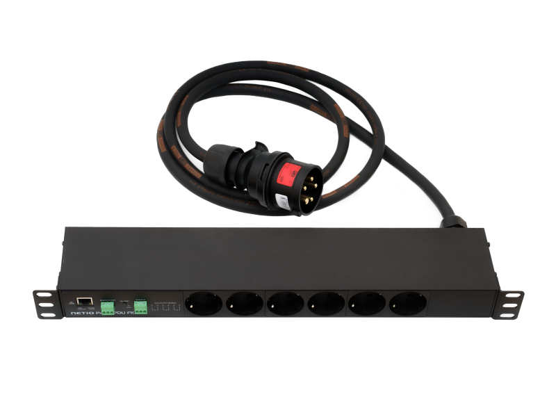 PowerPDU FK6, 3F PDU with metering &amp; switching (3*16A/400V power input, 5-pin CEE plug), 6*16A Schuko (Type F) independent sockets (2 outputs per phase)
