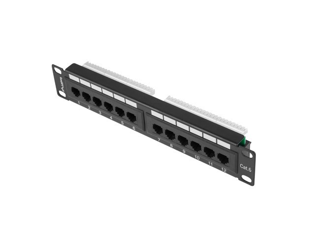 Lanberg 1U 10" 12-port patch panel Cat6 UTP, black