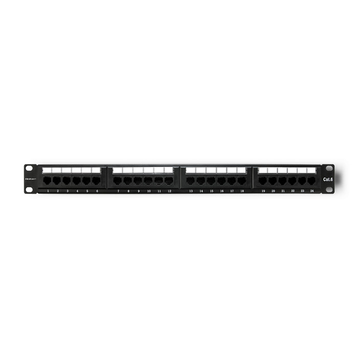 Qoltec 1U 19" 24-port patch panel Cat6 UTP, black