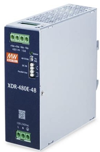 MeanWell XDR DIN-rail power supply 480W,85-264VAC/120-370VDC in, 48V/10A out