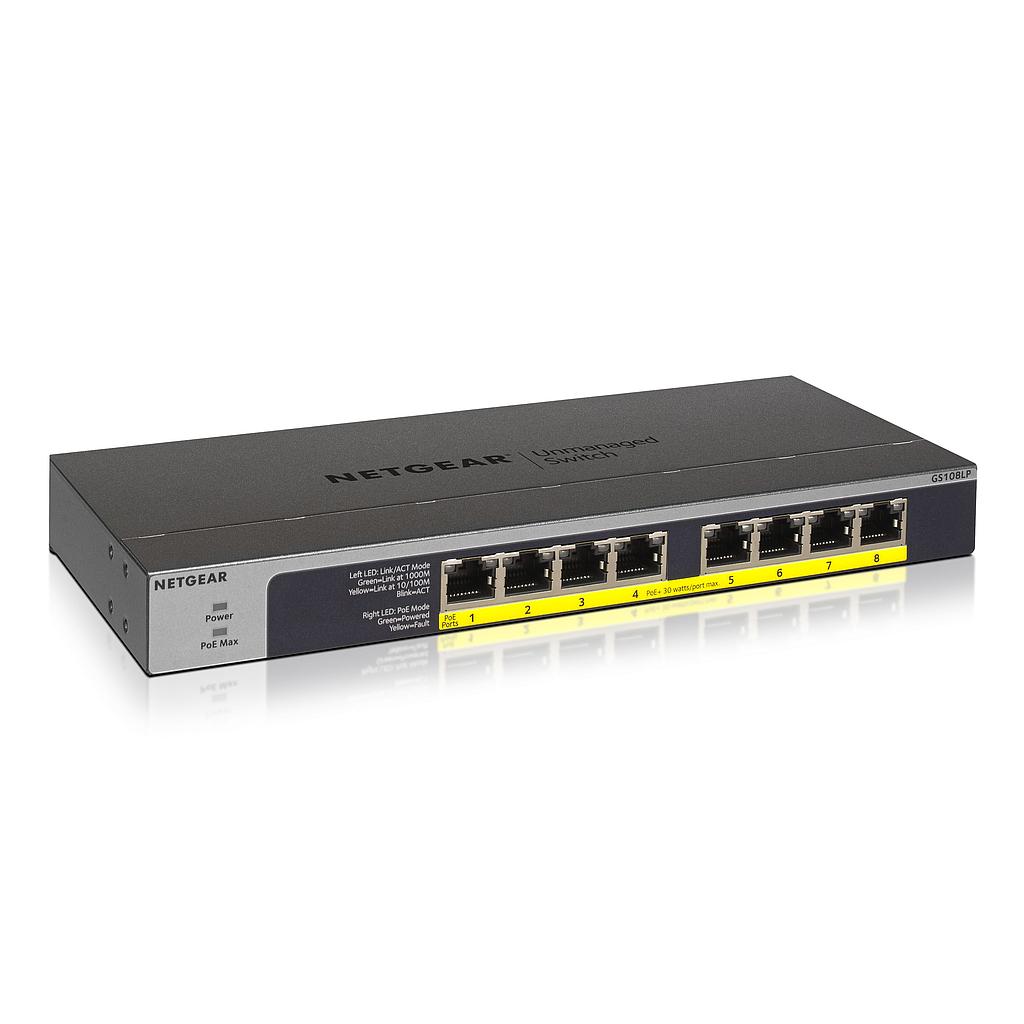 Netgear unmanaged switch 8*PoE+ GE (60W PoE budget), 1U rm