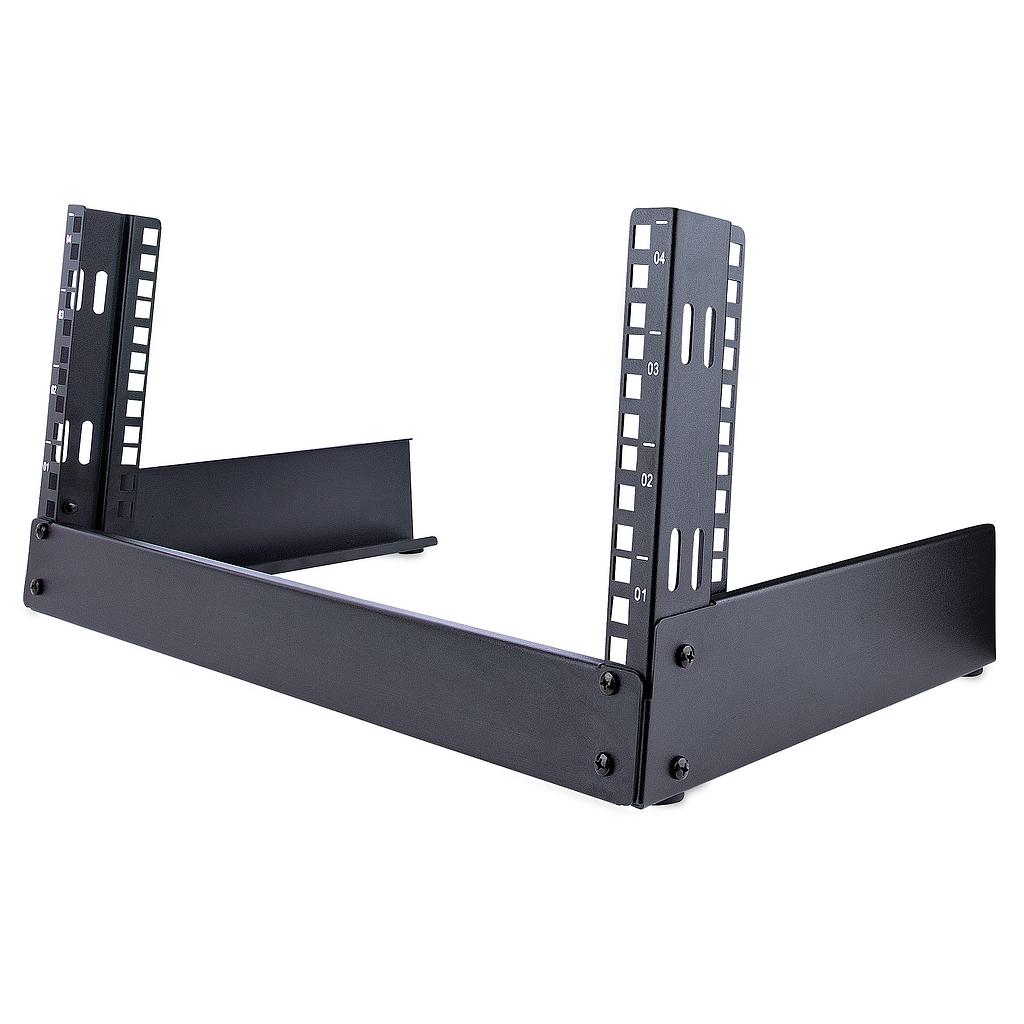 2-post 4U desktop server rack, small open frame 19" computer rack, compact network rack for AV/studio/data/IT equipment - free standing two-post home/office rack