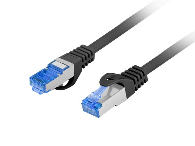 Cat6A Ethernet patch cable S/FTP LSZH CCA 2m, black, fluke passed