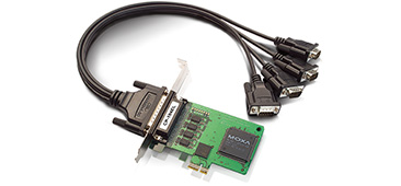 4-port RS-232/422/485 low-profile PCI Express x1 serial board (including DB9 connector cable)