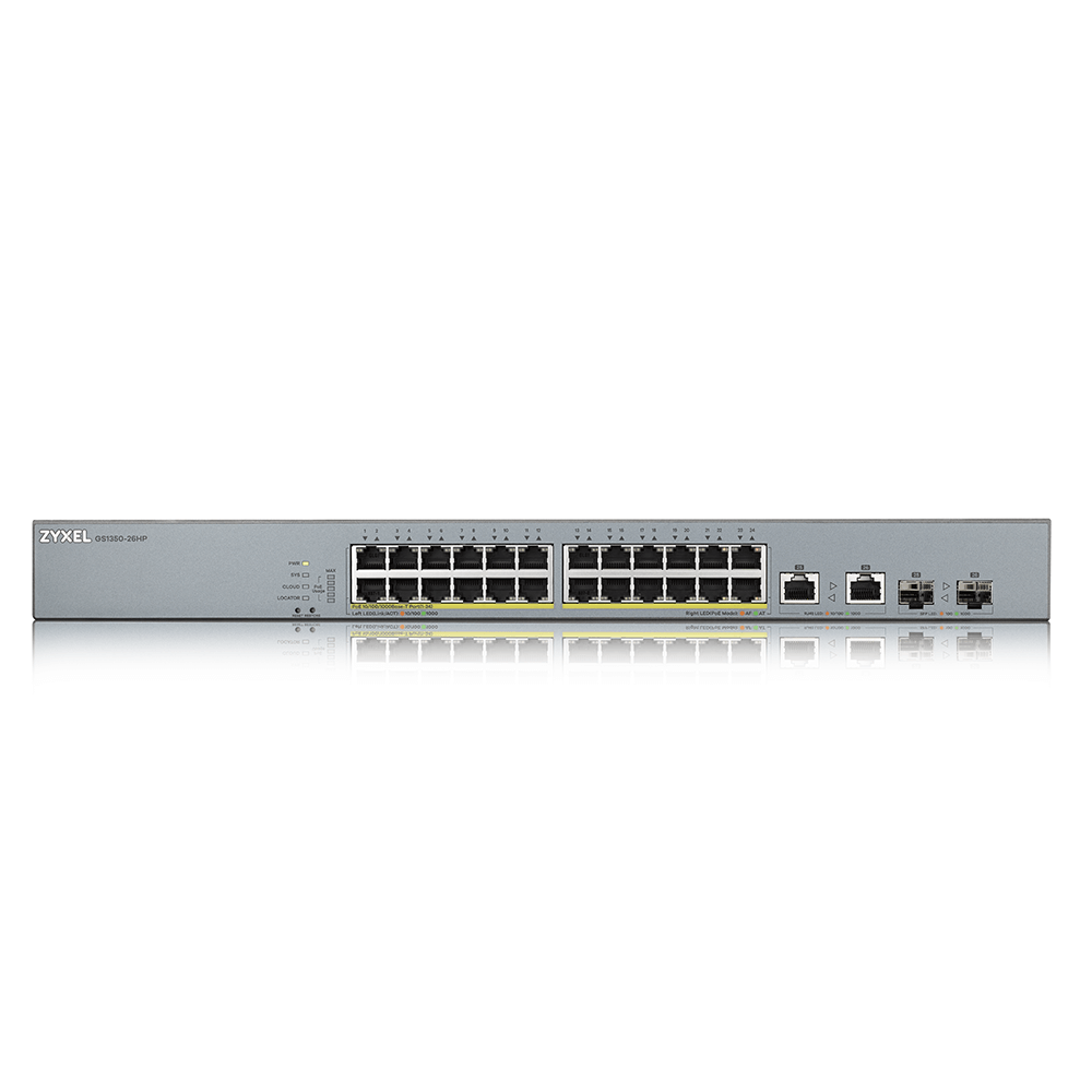 GS1350-26HP, 26 Port managed CCTV PoE switch, long range, 375W (1 year NCC Pro pack license bundled)