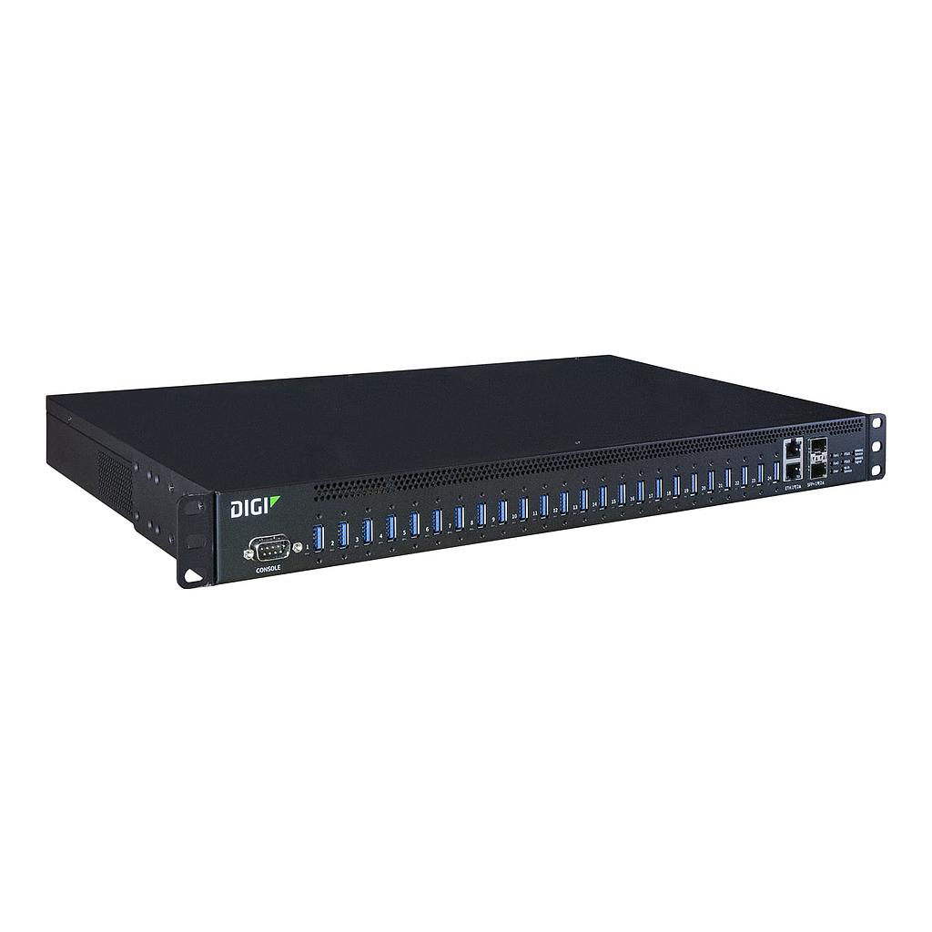 AnywhereUSB 24 Plus; 24 USB 3.1 Gen 1 Ports, dual 10M/100M/1G/10G Ethernet, dual SFP+, dual power 100-240VAC