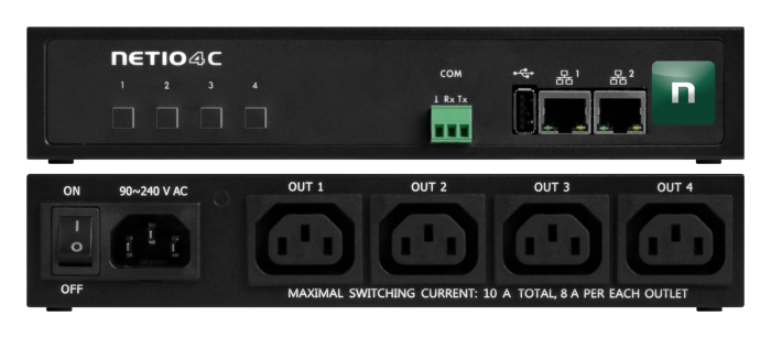 Netio PowerPDU with 4x IEC320 C14 individual power output, energy metering,ZCS,IOC,2xRJ-45,serial port (3 pin),M2M APIs,IP watchdog,scheduler,LUA scripts, kasutatud