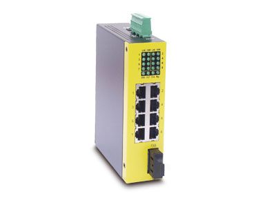 Industrial, managed 6-port 10/100 Fast Ethernet RJ45/copper + 2-port, 100FX Switch, w/Fiber transceiver-SC/singlemode, 20KM, SNMP/Telnet/Web management, with VLAN, QoS, Port Control; operating temperature: -20℃ ~ +70℃ with Din-Rail kit; without power adapter