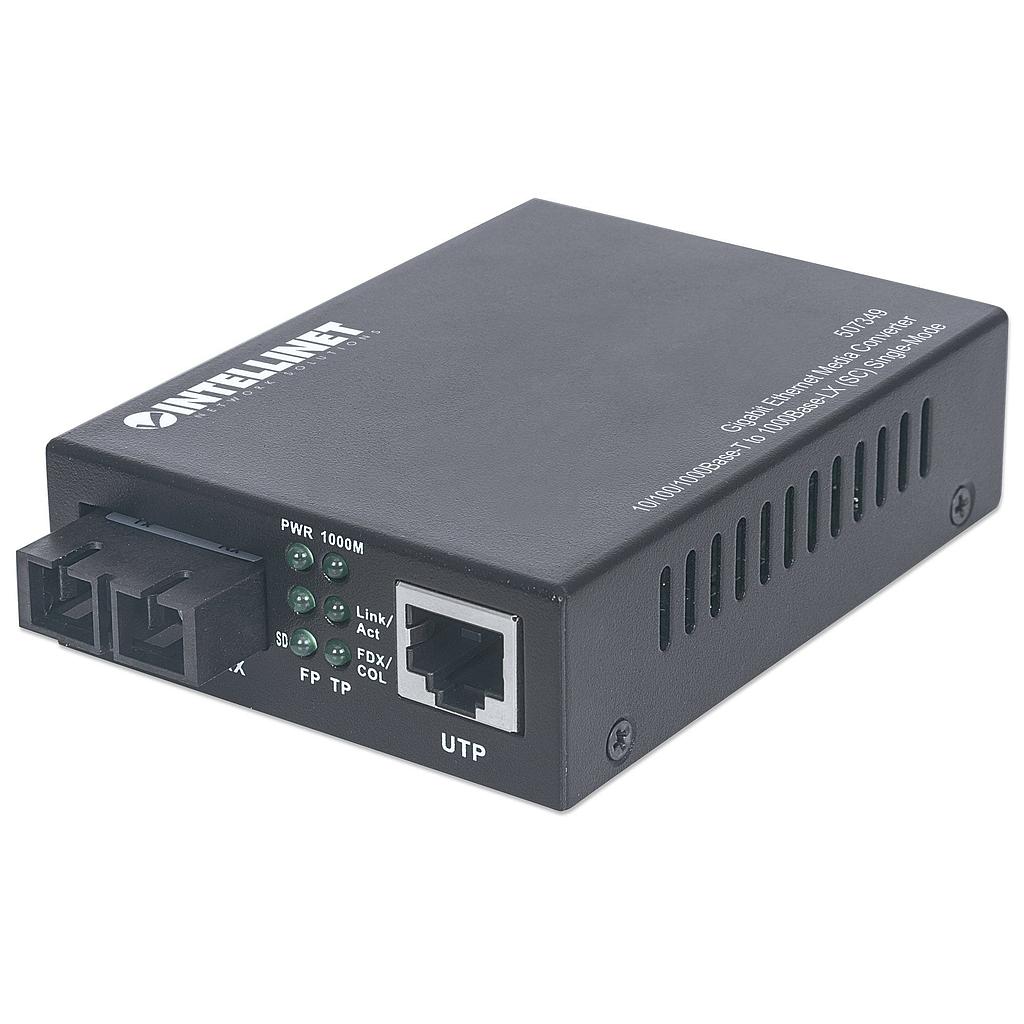 Gigabit Ethernet media converter 10/100/1000Base-T to 1000Base-LX (SC) SM, 20 km