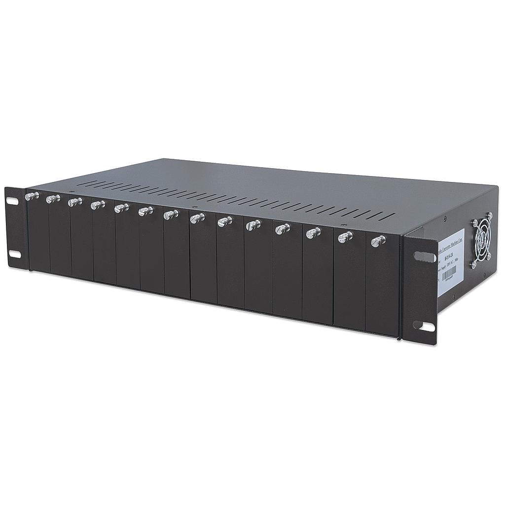 14-slot media converter chassis, includes redundant power supply, 19&quot; rm 2U