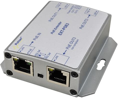 Pulsar PoE 1&gt;3 extender/switch 100m • 1*IEEE802.3af/at in • 2*IEEE802.3af/at out • 1*IEEE802.3af out