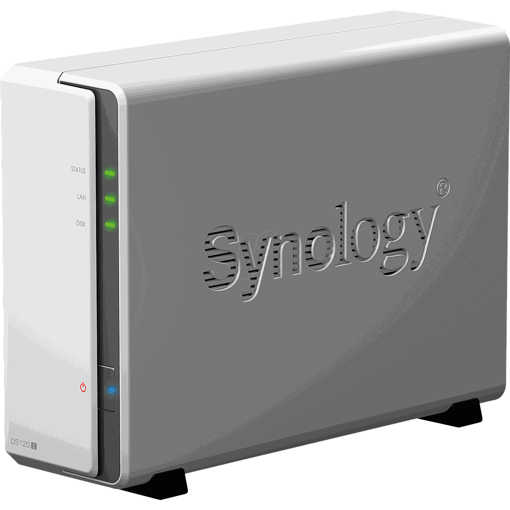 Synology tower NAS DS120j up to 1 HDD/SSD, Marwell, Armada 3700 Dual-Core 800MHz, 512MB DDR3, 1*1GbE, 2*USB 2.0