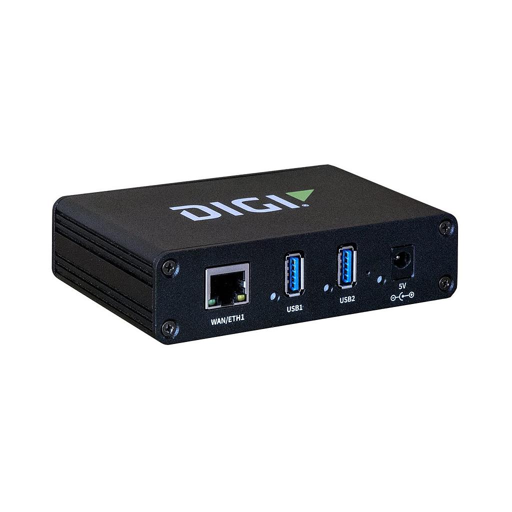 AnywhereUSB 2 Plus; dual USB 3.1 Gen 1 ports, single 10M/100M/1G Ethernet, 5 VDC (power supply sold separately)