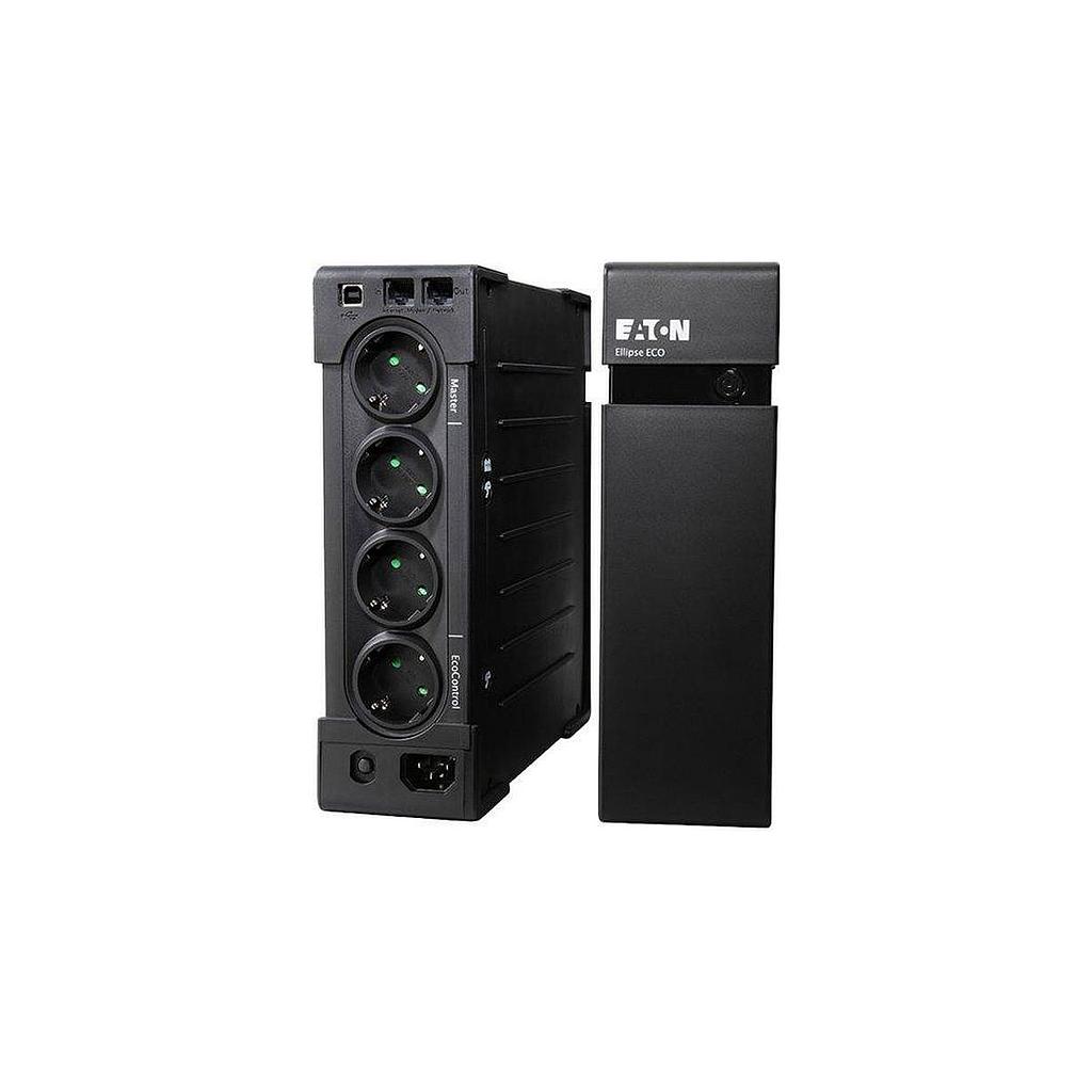 Eaton Ellipse ECO 1200 USB DIN, 1200VA/750W, Input: C14, Outputs: (4)Schuko, (4)Schuko surge only, rack/tower
