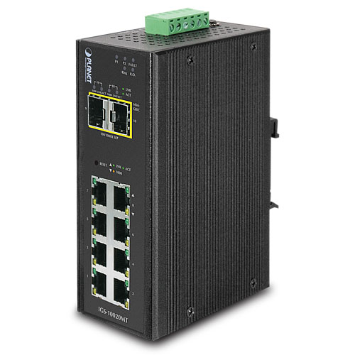 Industrial 8-Port 10/100/1000T + 2 100/1000X SFP Managed Switch (-40~75 Degree C)