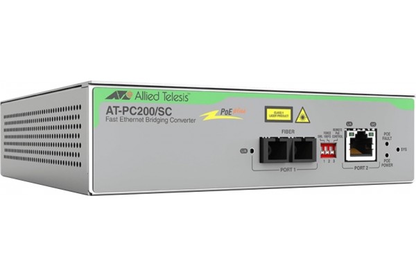 Allied Telesis AT-PC2000/SC-60 PoE+ media and rate converters 100Mbps/1000Mbps