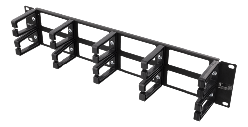  19&quot; 2U kaablisuunaja, 10 loops &amp; feedthrough, metall/plastik, must