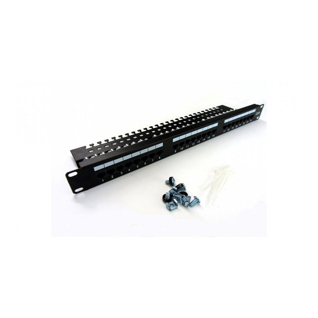 Digitus patch panel DN-91524U black, 48.2*4.4*10.9 cm, category: CAT 5e; ports: 24*RJ45; retention strength: 7.7 kg; insertion force: 30N max