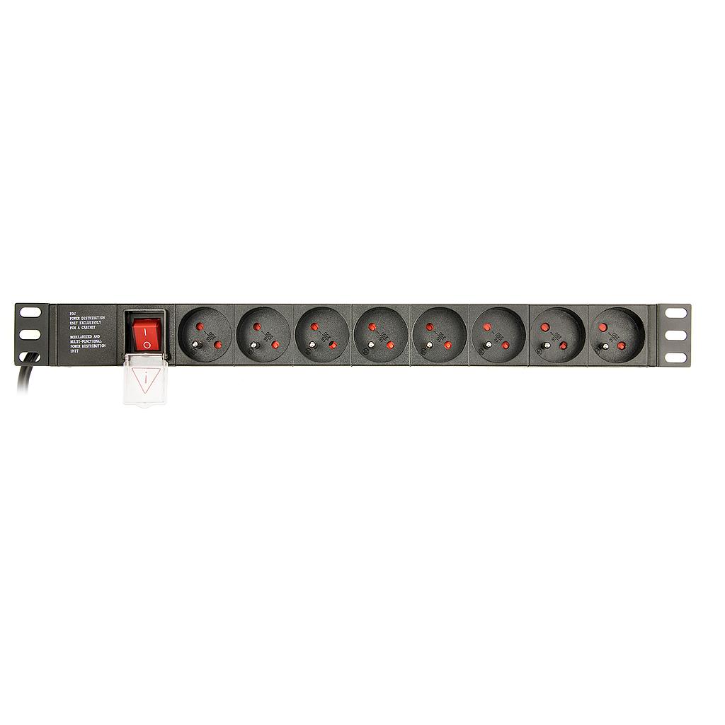 Power distribution unit (PDU), 8 Schuko sockets, 1U, 16A, 3m cable