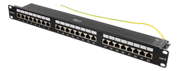 19" 1U STP patch panel, 24*RJ45, Cat6, 10Gbps, Krone pesad, metallist, must