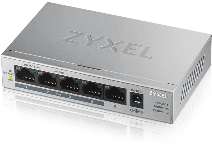 ZyXEL GS1005HP 5-port GbE unmanaged PoE (4 PoE ports, 60W budget) switch