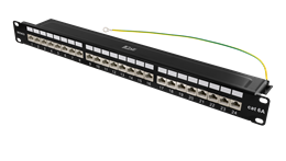 19" patch panel, 24*RJ45, CAT6A, STP, 1U, 10GBPS, crown plinth, metal, must