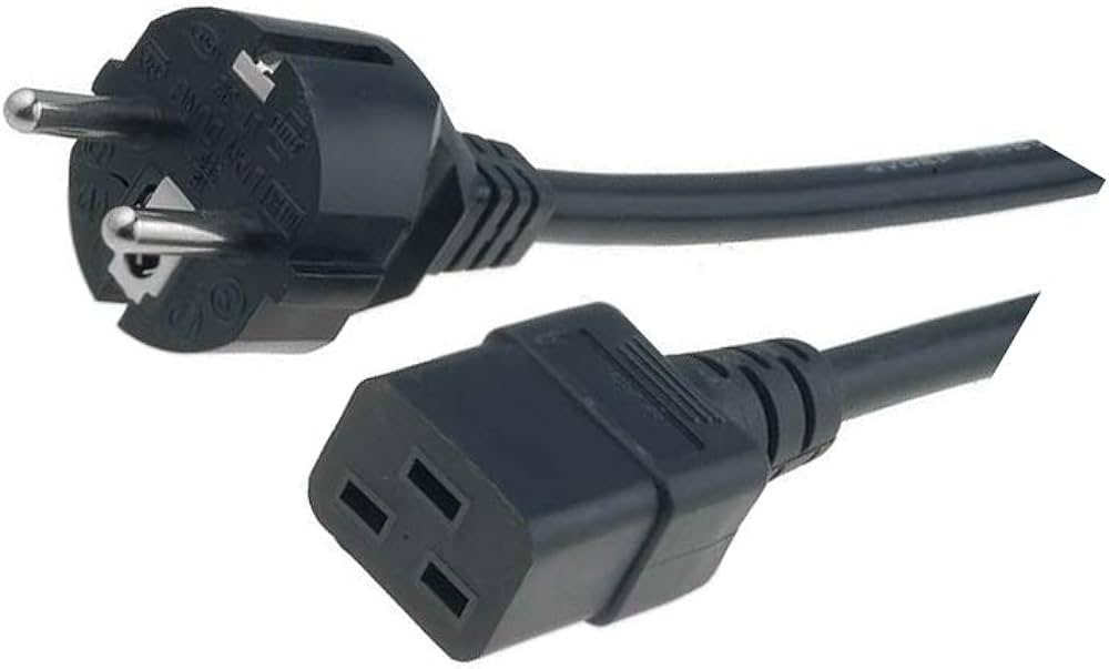 Cable; CEE 7/7 (E/F) plug,IEC C19 female; PVC; 5m; black; 16A