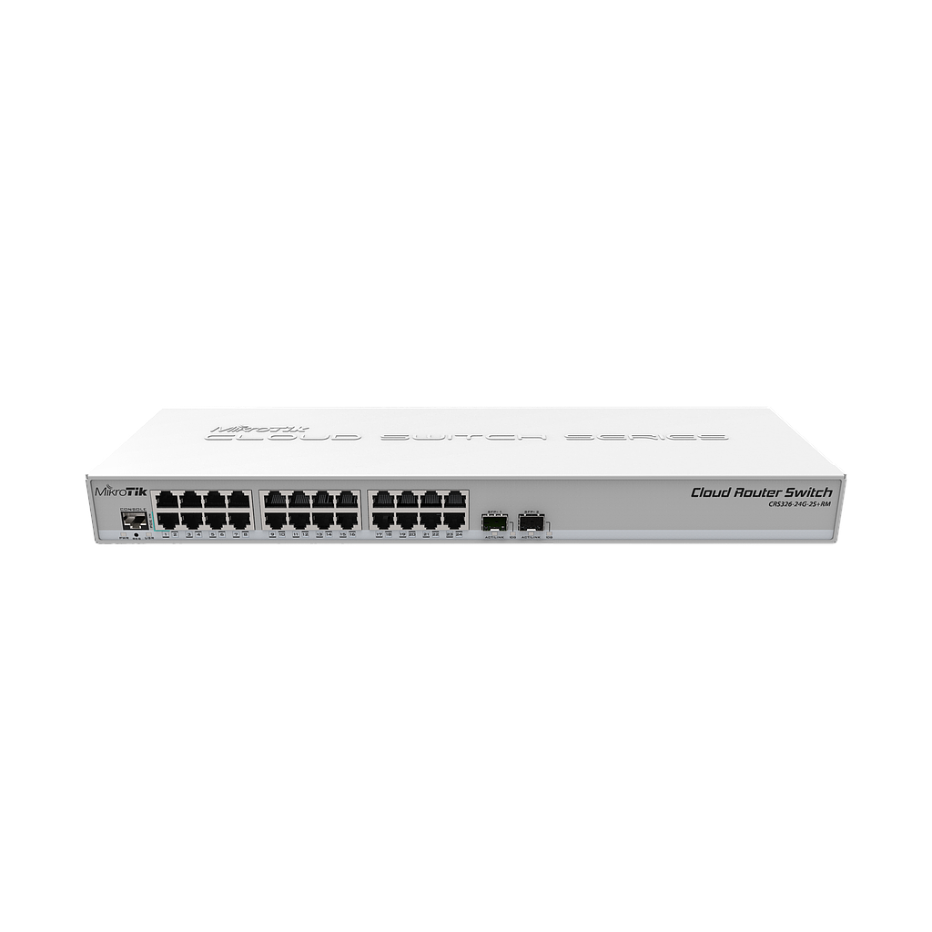 Mikrotik Cloud router switch 326-24G-2S+RM 24 Gigabit port switch with 2*SFP+ cages in 1U rackmount case, dual boot (RouterOS or SwitchOS)