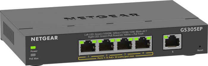 Netgear GS305EP 5-Port Gigabit Ethernet PoE+ smart managed plus switch