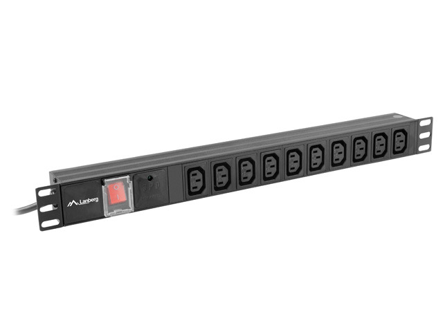 Power distribution unit (PDU) Lanberg, 19&quot; 1U 10A 2M 10*IEC C13 sockets, black, C14